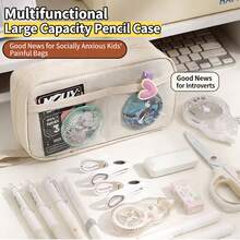 New Minimalist Large Capacity Transparent Volcano Pencil Case, Can Hold Cards, Fashionable And Elegant, Durable And Stain-Resistant, High-End Quality, Multi-Functional Pencil Case And Cosmetic Bag, Essential For Students - Multicolor - View 3