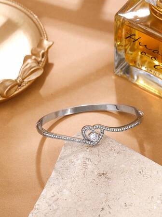 צמיד בצורת לב אופנתי לנשים, תכשיטים אלגנטיים ושיקיים, מתנה ליום האהבה