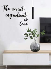 1-2张黑色英文字母“The Secret Ingredient Is Love”墙贴装饰，防水贴纸，PVC材质，易于粘贴和移除，适用于家居装饰、浴室装饰、房间装饰、客厅装饰 - 黑色 - 查看 1