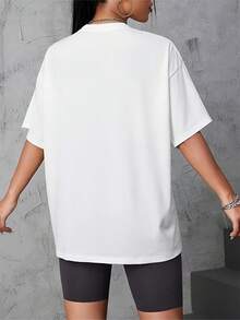 Faith Over Fear Women's Pure Cotton T-Shirt With Bible Verse (Psalm 118:6) - Inspirational Quote Casual Style, Regular Fit Short Sleeve Round Neck Top - 白色 - 查看 2