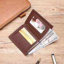 Cartera corta para hombres multifuncional conúltiples ranuras para tarjetas, tarjetero y clip para dinero - Marrón claro [diseño de letras impresas] - Ver 10