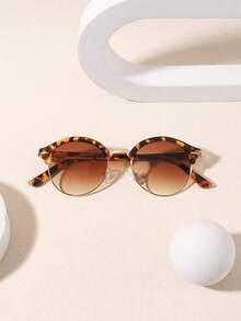 1 PC Women's Round Frame Metal Half-Frame,Fashionable Tortoiseshell Temple Arms Fashion Glasses For Party - Multicolor - View 7