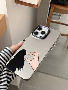 1pc Creative IMD Acrylic TPU 2-In-1 UV Thick Phone Case With Minimalist Couple Design, Suitable For IPhone 17/17 Air/17 Pro/17 Pro Max, 16/16 Plus/16 Pro/16 Pro Max, 15/15 Plus/15 Pro/15 Pro Max, 14/14 Plus/14 Pro/14 Pro Max, 13 MINI/13/13 Pro/13 Pro Max, Protects Phone Back And Screen - Multicolor - View 4