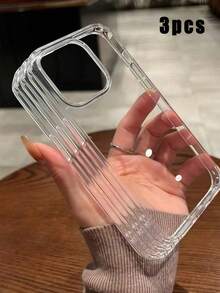 3pcs/Set Thick High Transparent Anti-Yellow Anti-Drop Phone Case, Compatible With IPhone 17/17Air/17Pro/17ProMax/16/16ProMax/16Pro/16Plus/15/15ProMax/15Plus/14/3/11/12/13/12/14ProMax/XR, Shockproof Soft Protective Cover, Phone Accessories - Clear - View 22