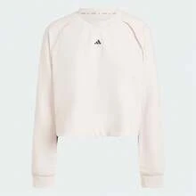 Adidas Spring/Autumn Loose Fit Fitness Pullover Crop Top Sports Sweatshirt, Women's Running, Round Neck IT9199 - Light Sesame Purple/black - View 1