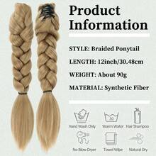 Tóc giả đuôi ngựa bện thủ công dài 12 inch kèm kẹp càng cua, phù hợp cho phụ nữ. - Nhiều màu - Xem 2