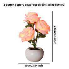 1个郁金香灯，LED仿真郁金香夜灯带花瓶，家居装饰，适用于客厅、书桌，适合圣诞节、母亲节、感恩节和其他节日