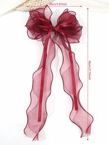 1 pièce Accessoire de cheveux à clip en forme de gros nœud en maille bordeaux rouge de mode pour Noël, convient pour un port quotidien, pinces à cheveux, barrettes, épingles à cheveux - Rouge foncé - Voir 9