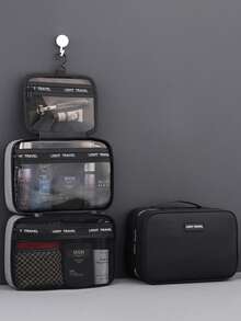 Large Capacity Business Travel Toiletry Bag, Multi-Compartment Design, Foldable Organizer Bag, Grid Partition Storage, Wet & Dry Separation, High-End Cosmetic Bag For Makeup, Skincare, Face Masks, Brushes,Pouch,Makeup Pouch,Travel Essential - Multicolor - View 2