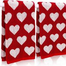 1pc Valentine's Day Theme Rectangular Bath Towel, Towel, Super Soft, Quick Dry, Geometric Pattern, Modern Style, Customizable Letter, Knitted Fabric, Hand Wash Only, Suitable For Kitchen, Bathroom, Home, Holiday Gift