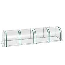 Outsunny Tunnel Greenhouse, 4 Zippered Windows, Steel Frame, Sturdy Transparent Canvas, 395 X 100 X 80 Cm - Transparent - View 8