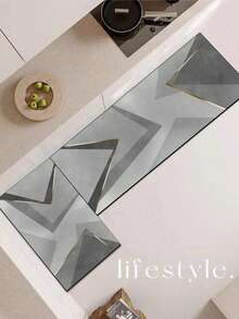 1 件装软橡胶厨房地垫，3.5 毫米厚厨房地毯，灰色几何拼接奢华简约风格厨房吸水地垫，大尺寸地毯，可裁剪以适应厨房，表面织物材质，中间海绵层，底部橡胶层，适用于厨房地毯、厨房装饰、婚礼装饰、家居装饰、浴室地垫、玄关地垫、洗衣房地垫、走廊地毯、客厅地垫等。 - 彩色 - 查看 12