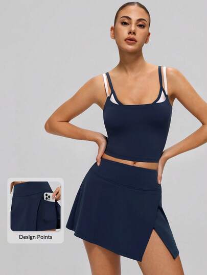 MASKERT 2pcs Women Sports Suit, Fitness Yoga Set, High Stretch Sports Tank Top Outfit, Casual Breathable Soft Skin-Friendly