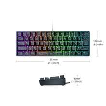 7KEYS Juego de teclado y ratón de juego 60%. Este mini teclado de juego tiene 61 teclas y cuenta con retroiluminación RGB verdadera. Adecuado para usuarios de computadoras/jugadores, mecanógrafos, viajeros y viajeros de negocios. Es fácil de transportar. - Negro - Líneas de contorno - Ver 14