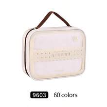 1pc Marker Organiser, Portable Art Marker Storage Bag With Clear View Panel And Removable Divider With Carrying Handle, Different Size Organisers Available,Pencil Case,Stationery - Beige - View 13