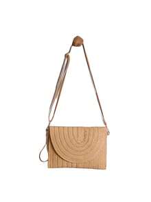 Túi xách cầm tay đeo chéo bằng rơm kiểu dáng thường ngày cho kỳ nghỉ - Màu Khaki - Xem 2