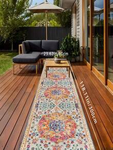 1pc Vintage Bohemian Style Indoor Hallway Carpet, Kitchen Mat | Machine Washable Rug Suitable For Kitchen, Dining Room, Hallway, Bedroom And Outdoor Areas - Multicolor - View 13