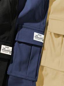 3条装青少年/男童户外休闲运动宽松工装短裤，多口袋印花设计，春夏秋季款 - 彩色 - 查看 7