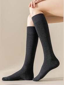 1/2/3 Pairs Women Solid Color Over-The-Knee Socks, White Thigh High Compression Stockings, Slimming Leg, Suitable For Dresses, Boots, Flats, Versatile For All Seasons - Multicolor - View 6