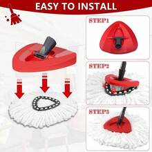 Easywring 1 - System, Mop Heads O - Ceda Mop Replace, Spin Mop Heads Replacements, Microfiber Spin Mop Refills, Easy Cleaning Mop Red Mop Base 1pcs - 紅色拖把底座 1個 - 查看 4