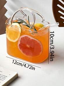 1pc Glass Handbag, Summer Fruit Tea Cup, Transparent Creative Funny High-Quality Mocktail/Cocktail Glass, Beverage Cup, Cocktail Glass, Fruit Wine Glass, Fruit Tea & Juice Cup - Multicolor - View 3
