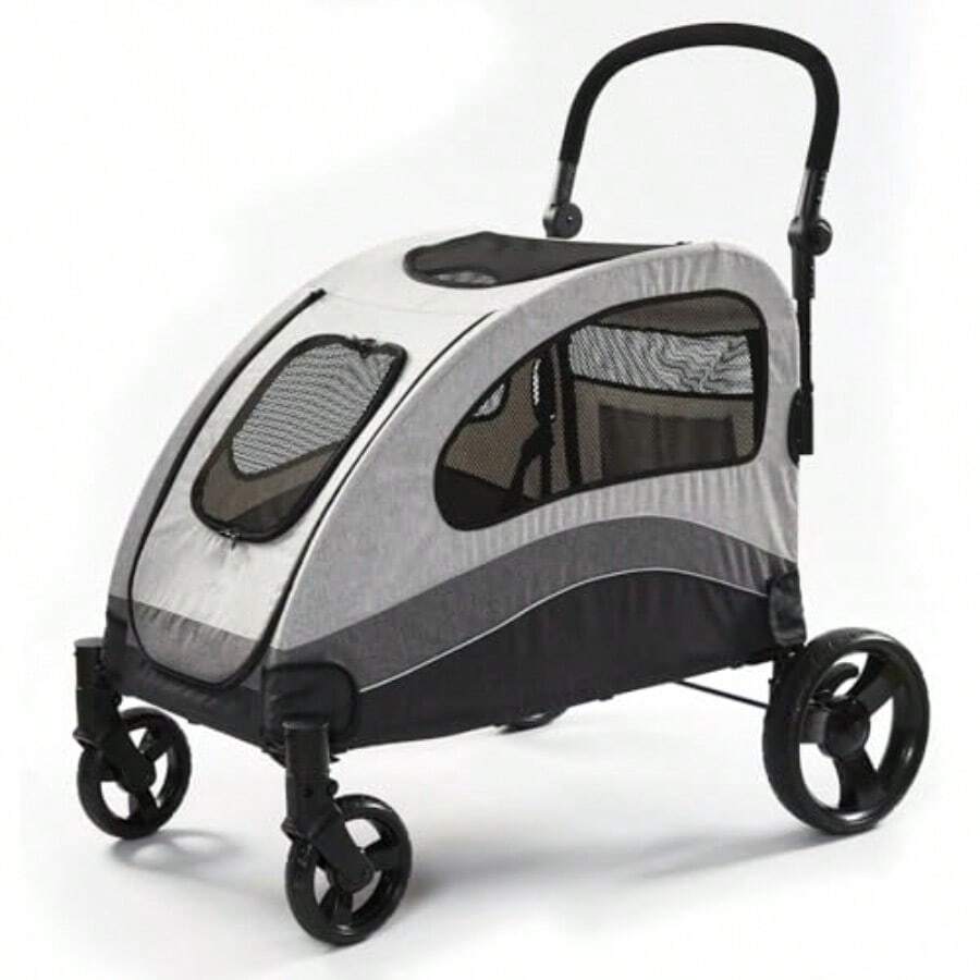 zxr ANLULOAD - Cochecito para perros grandes cochecito plegable para mascotas hasta 125 libras89 - Gris - Ver 1