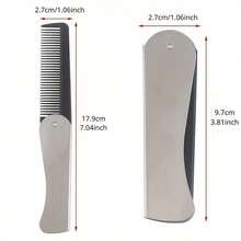 1pc Stainless Steel Folding Hair Comb, Portable Fine-Tooth Massage Brush With Durable Metal Handle And Plastic Teeth, Suitable For All Hair Types Of Men And Women - Multicolor - View 7