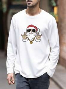 Áo thun nam dài tay in hình ông già Noel - trắng - Xem 2