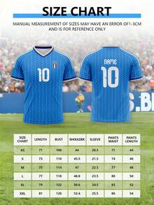 Áo thun thể thao tùy chỉnh này có thiết kế áo đấu World Cup của đội tuyển quốc gia Ý, với họa tiết sọc xanh trắng, được thiết kế đặc biệt cho World Cup 2026. Có thể tùy chỉnh với chữ cái và tên. Chiếc áo thun này có thể dùng làm quà tặng, quà tặng Ngày của Cha, hoặc áo thun cho các sự kiện kỷ niệm. Thích hợp cho mùa hè, hoặc để mang theo khi đi du lịch. - Màu xanh lam - Xem 2