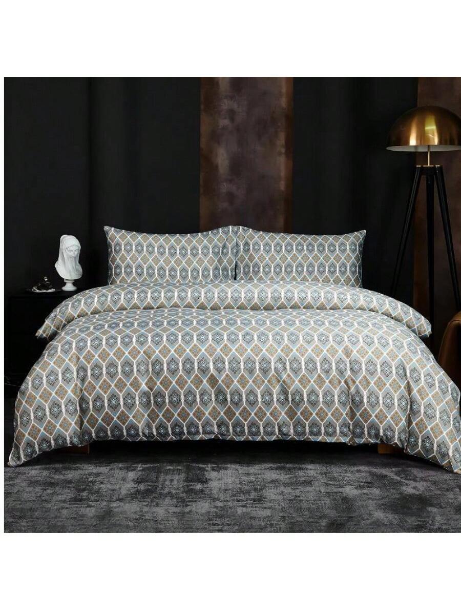 Kit de impresión de fundas nórdicas GB verde con diseño de patron de rombos de alta durabilidad de 240cm*220cm