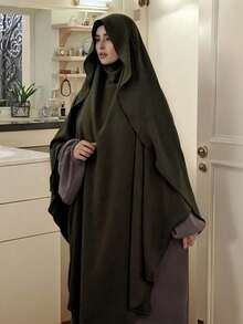 1pc Women Muslim Solid Color Butterfly Khimar, Overhead Hijab Scarf, Multifunctional Headscarf, Suitable For Daily Wear, Prayer And Going Out - băng đô lớn - Xem 8