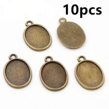 10个13x18毫米内径合金金属椭圆形吊坠凸面宝石空白底座镶嵌托盘DIY珠宝制作配件，适用于项链、耳环、手链 - 卡寶石底托 - 查看 4