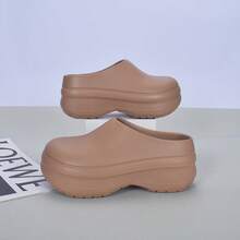 男士休闲拖鞋，情侣镂空厚底慵懒穆勒鞋，沙滩凉鞋，透气男士拖鞋，秋冬款 - 棕色 - 查看 3