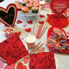 20pcs Rose Pattern Party Napkins, Suitable For Valentine's Day, Wedding, Anniversary, Birthday, Holiday Celebration Decoration - Multicolor - View 2