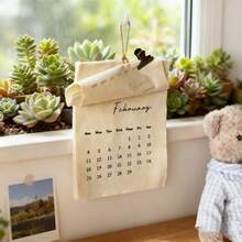 Kalendarz bawełniany na rok 2026, styl koreański, dekoracyjny kalendarz angielski, wystrój biura i domu, popularny rekwizyt fotograficzny, w zestawie z liną do zawieszenia