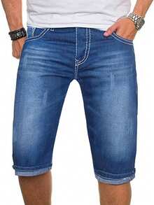 A Pair Of Over-The-Knee Shorts - Blue - View 4