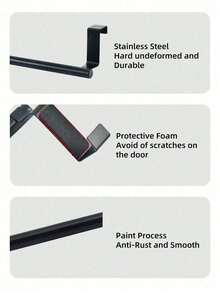 2件/1件不锈钢毛巾架 - 免打孔门挂式 | 节省空间的浴室和厨房收纳架，装饰艺术风格黑色防锈设计 | 现代简约金属美学，浴室门挂式毛巾架 - 彩色 - 查看 5