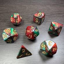 7件套彩色混合创意多面桌面角色扮演游戏骰子，亚克力材质，适用于龙与地下城游戏，桌面游戏骰子道具，办公桌休闲玩具道具 - 彩色 - 查看 11