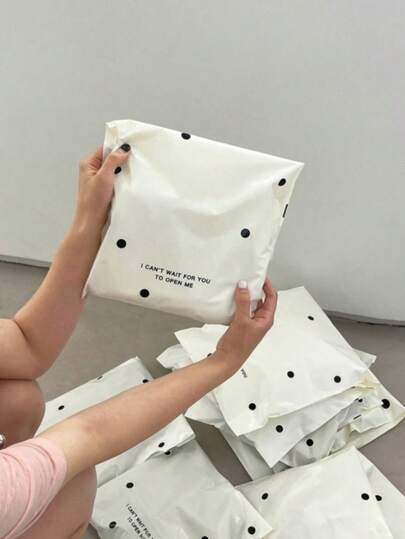 5PCS/10PCS/20pcs Beige Polka Dot Express Bag Girl Heart Beige Express Packaging Bag Airplane Box Clothing Packaging Bag Graduation Season Wedding Season Birthday Team To Send Gift Bags Thick Plastic Bags Airplane Box Clothing Bags, Suitable For. Back To School. School Supplies Schools, Offices, Transportation, Shipping And Mailing Schools