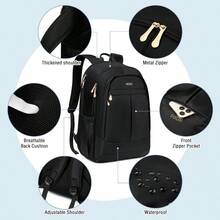 Travel Laptop Backpack For Women 15.6 Inch Backpacks With USB Charging Hole College Bookbag Black Computer Work Daypack - Black - View 7