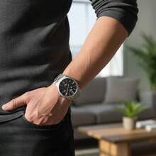 DHP Men's Dress Watch - Assorted Colors, Waterproof. - Silver Black 2 - View 3