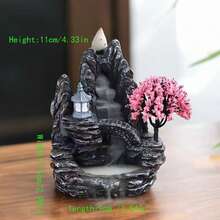 1pc Resin Crafted Backflow Incense Burner, Waterfall Incense Holder, Home Decor, Aromatherapy Decoration, Incense Burner With Backflow Cone - Multicolor - View 6