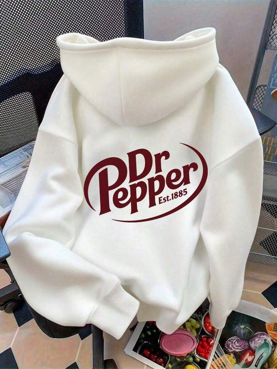 Hoodies For WomenLetter Graphic Cute Women's Oversized Hoodie In Light Grey, Y2K Style Fall/Winter Clothes For WomenLoose And Comfortableed Hardy Clothes - 白色 - 查看 1