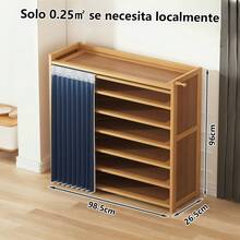Zapatera Cortina 6NIVELES Almacenamiento Bamboo Organizador - Azul - Ver 8