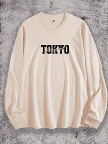 TOKYO Underground . Japanese Retro Racing | Retro Racer's Streetwear  Graphic Long-Sleeve T-Shirt T-Shirt  Men's Hip-Hop Graphic Long Sleeve 250g Cotton, Early Spring  Pick, Perfect For Holiday Gifting, Multiple Colors Available - Màu be - Xem 4
