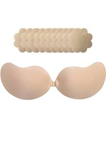 半对隐形提臀无背文胸，女士无缝自粘硅胶乳贴，连衣裙/内衣/无肩带文胸，情人节礼物 - 彩色 - 查看 30