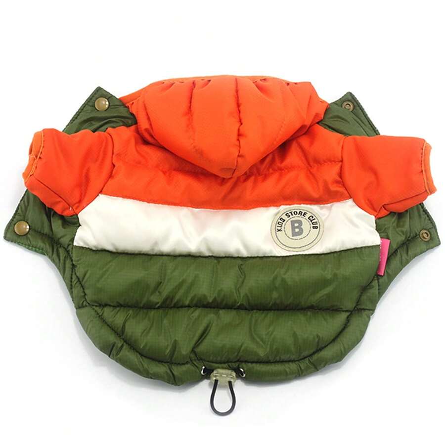 Warm Small Dog Winter Down Jacket - Puppy Hooded Fleece Vest Cold Weather Apparel For Small Breed Dogs - 橘色 - 查看 1