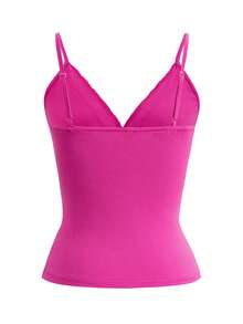 Áo hai dây ren ôm sát người, màu trơn, kiểu dáng Y2K, dây mảnh, hở lưng, gợi cảm, phong cách đường phố, thích hợp cho lễ tốt nghiệp, đi biển mùa hè, hẹn hò, lễ hội âm nhạc, ngày Quốc khánh 4 tháng 7 và nhiều dịp khác. - Màu Hồng Tươi - Xem 4