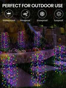 200/120LED Outdoor Solar Garden Lights (Firecracker Shape), Solar Powered, IP44 Waterproof, Suitable For Lawn, Yard, Garden, Path And Landscape Lighting Decoration - Multicolor - View 7