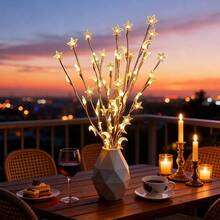 1 pieza Luz de rama con 20 LED de estrella y luna, lámpara de rama con estrella y luna dorada, luz de rama con luna y estrellas, decoración de Ramadán, adecuada para dormitorio, sala de estar, decoración de Ramadán, funciona con pilas (pilas no incluidas), luces de rama de 20 LED, iluminación decorativa interior, decoración festiva interior/exterior con pilas, no se necesita jarrón, adecuada para Acción de Gracias, Navidad, Día de San Valentín - luz blanca cálida - Ver 4